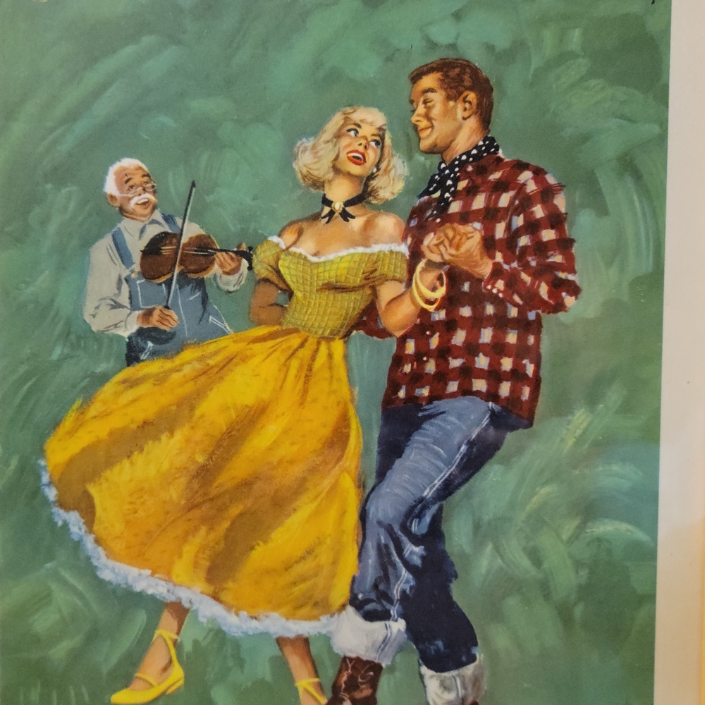 Argosy Square Dancing Couples Framed Art Prints Casey Jones Vintage - Picture 5 of 14